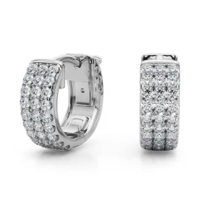 1/2 Carat Tw Multi-Row Diamond Pave Hoop Earrings In 14K White Gold