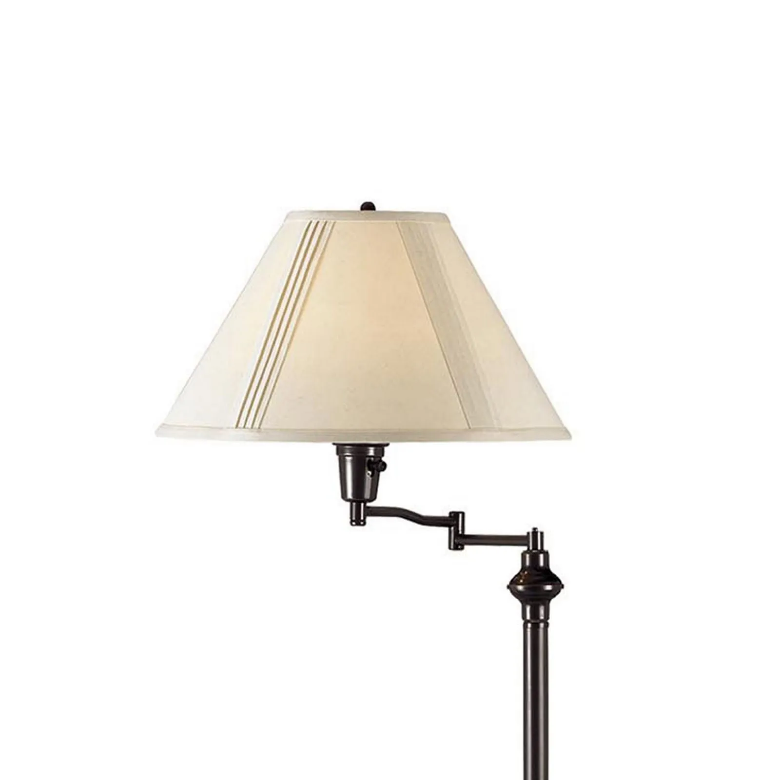 150 Watt Metal Floor Lamp With Swing Arm And Fabric Conical Shade, Black By Benzara