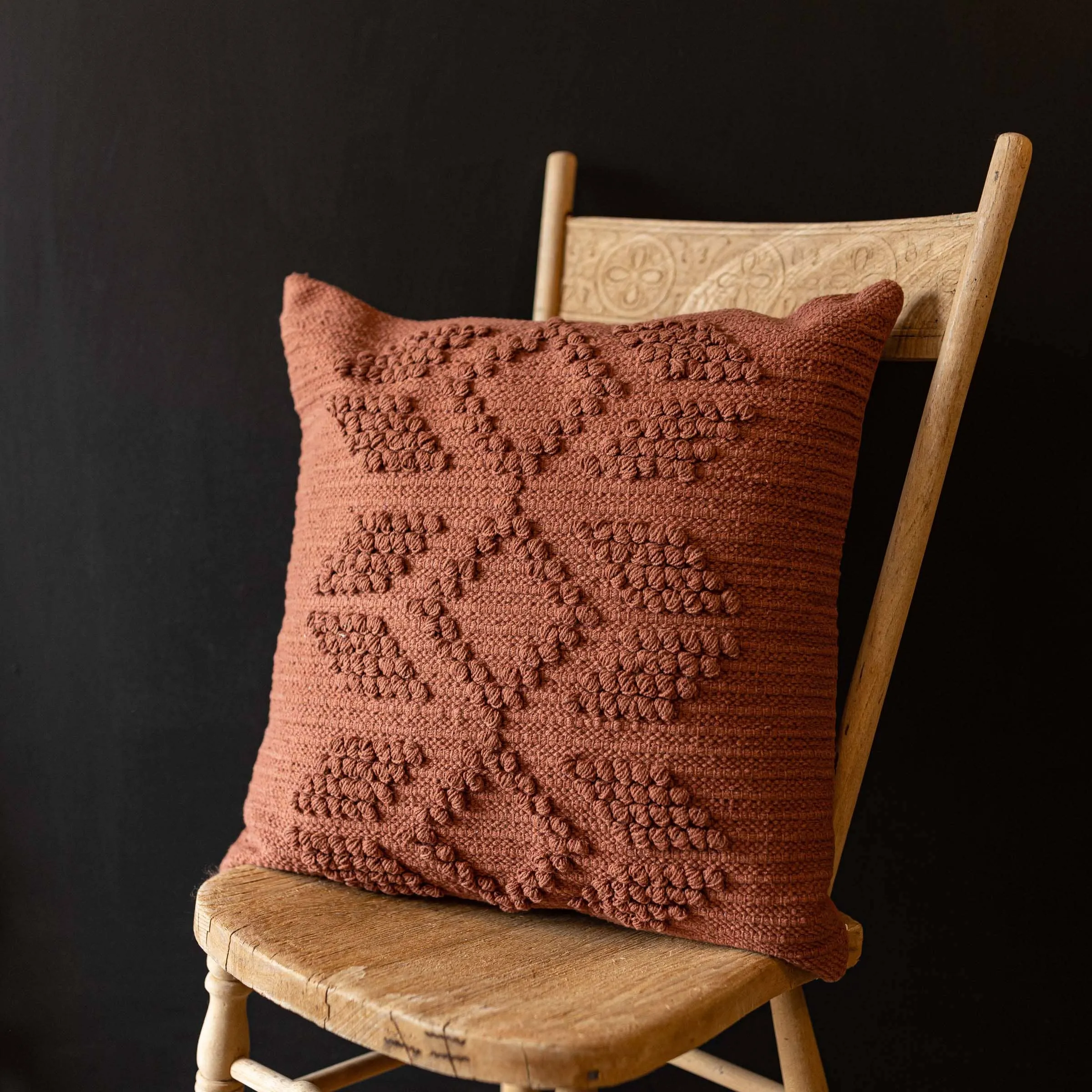 20X20 Hand Woven Rosa Pillow Brown