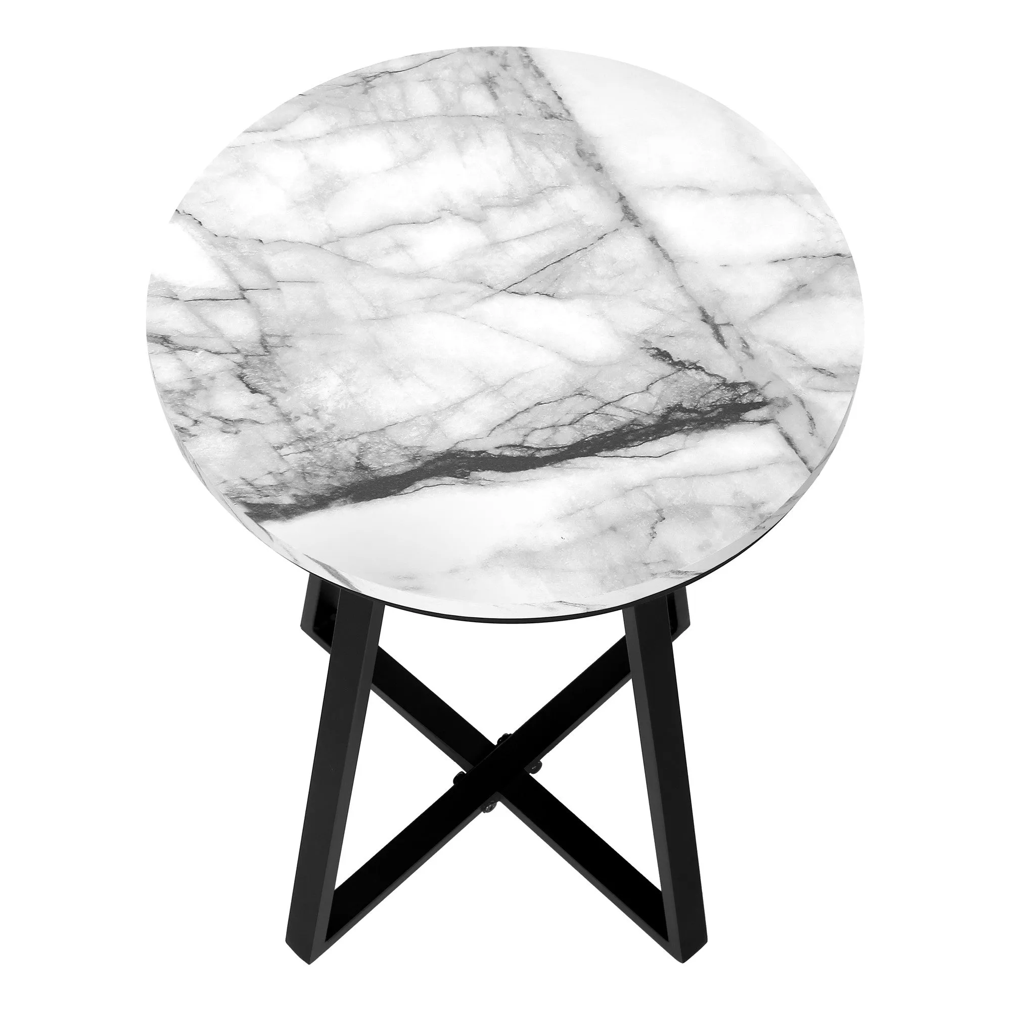 22" Black And White Faux Marble Round End Table By Homeroots