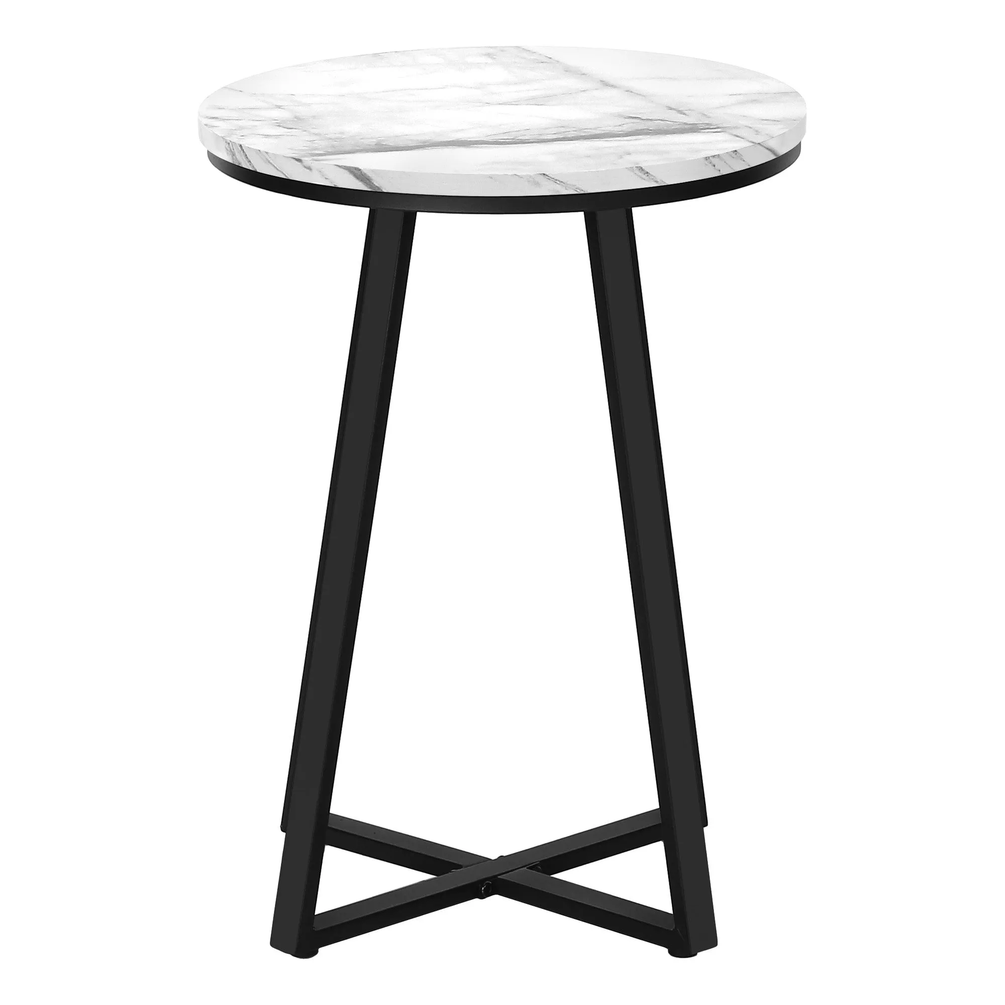 22" Black And White Faux Marble Round End Table By Homeroots