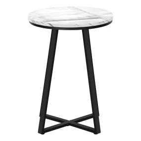 22" Black And White Faux Marble Round End Table By Homeroots