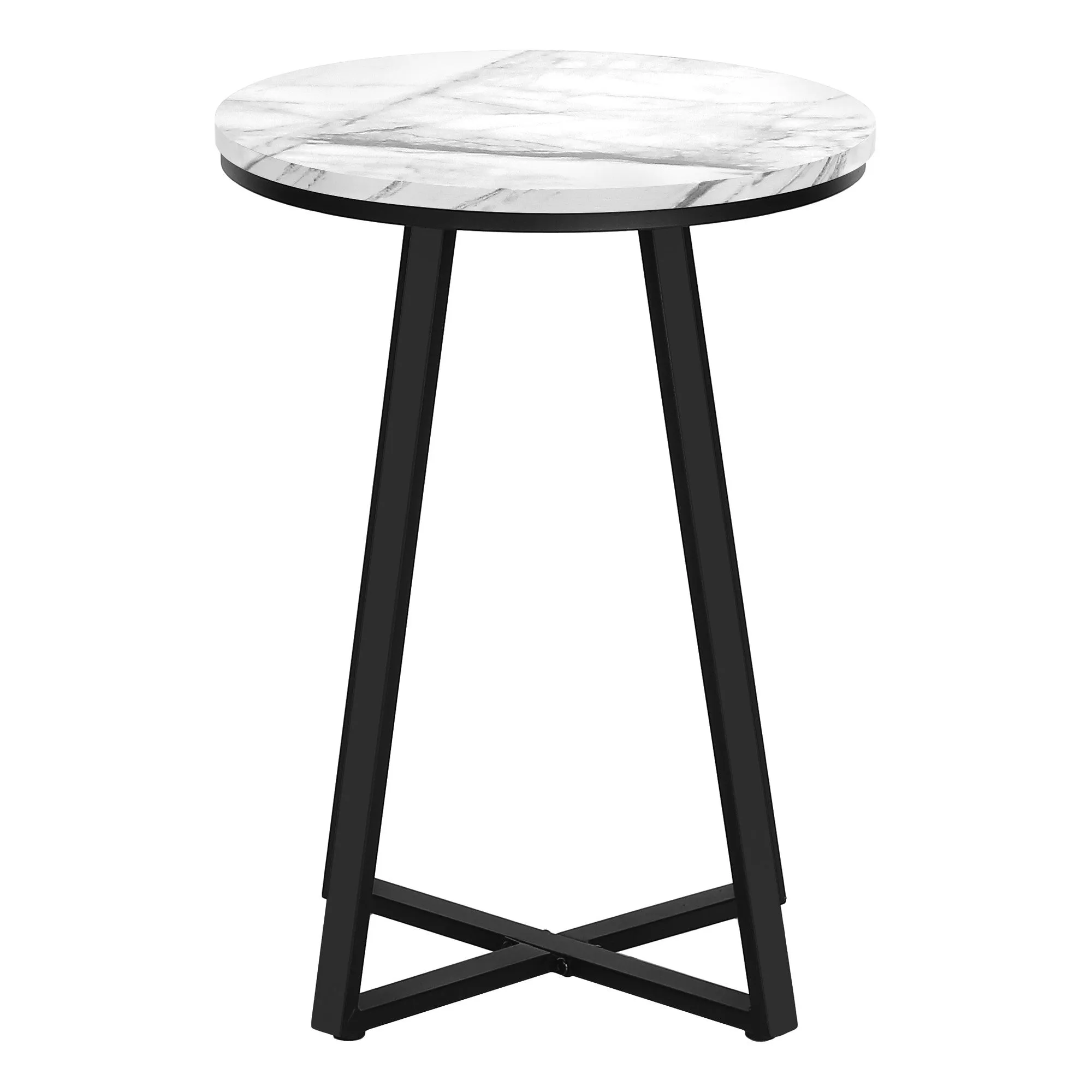 22" Black And White Faux Marble Round End Table By Homeroots