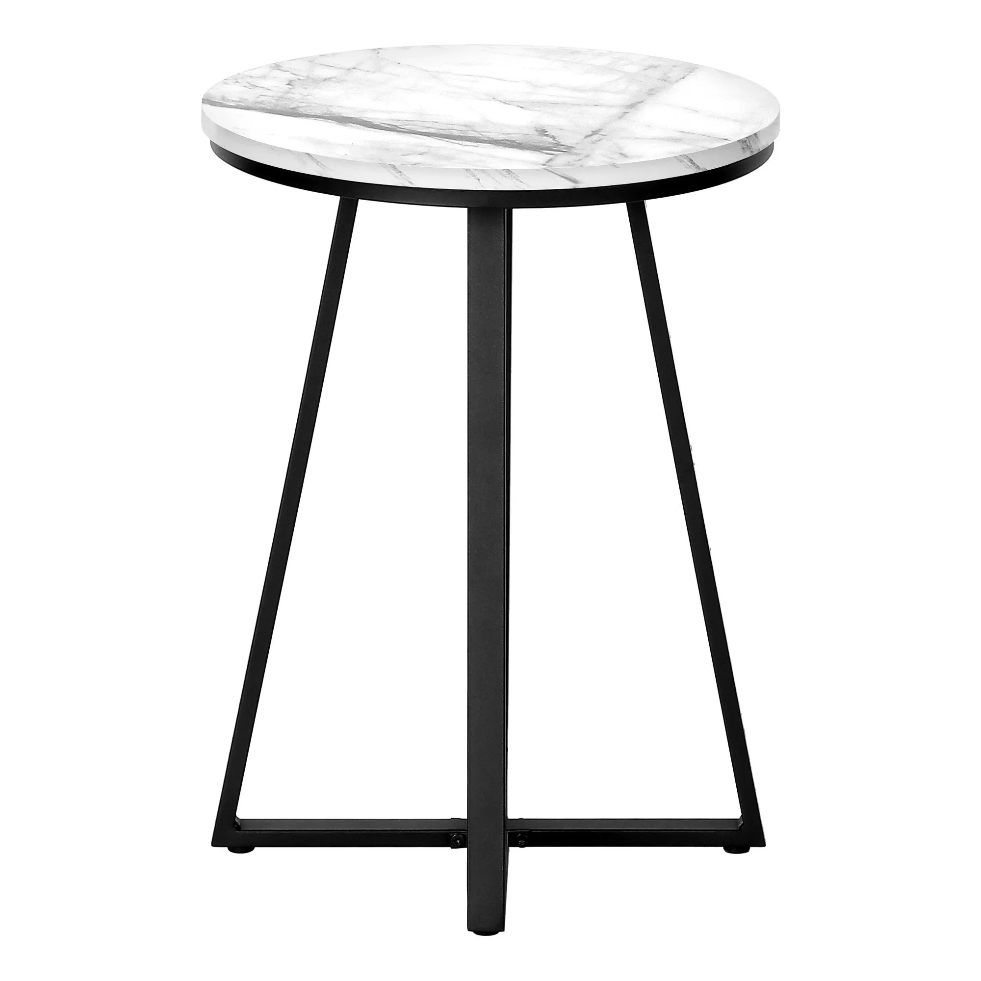 22" Black And White Faux Marble Round End Table By Homeroots