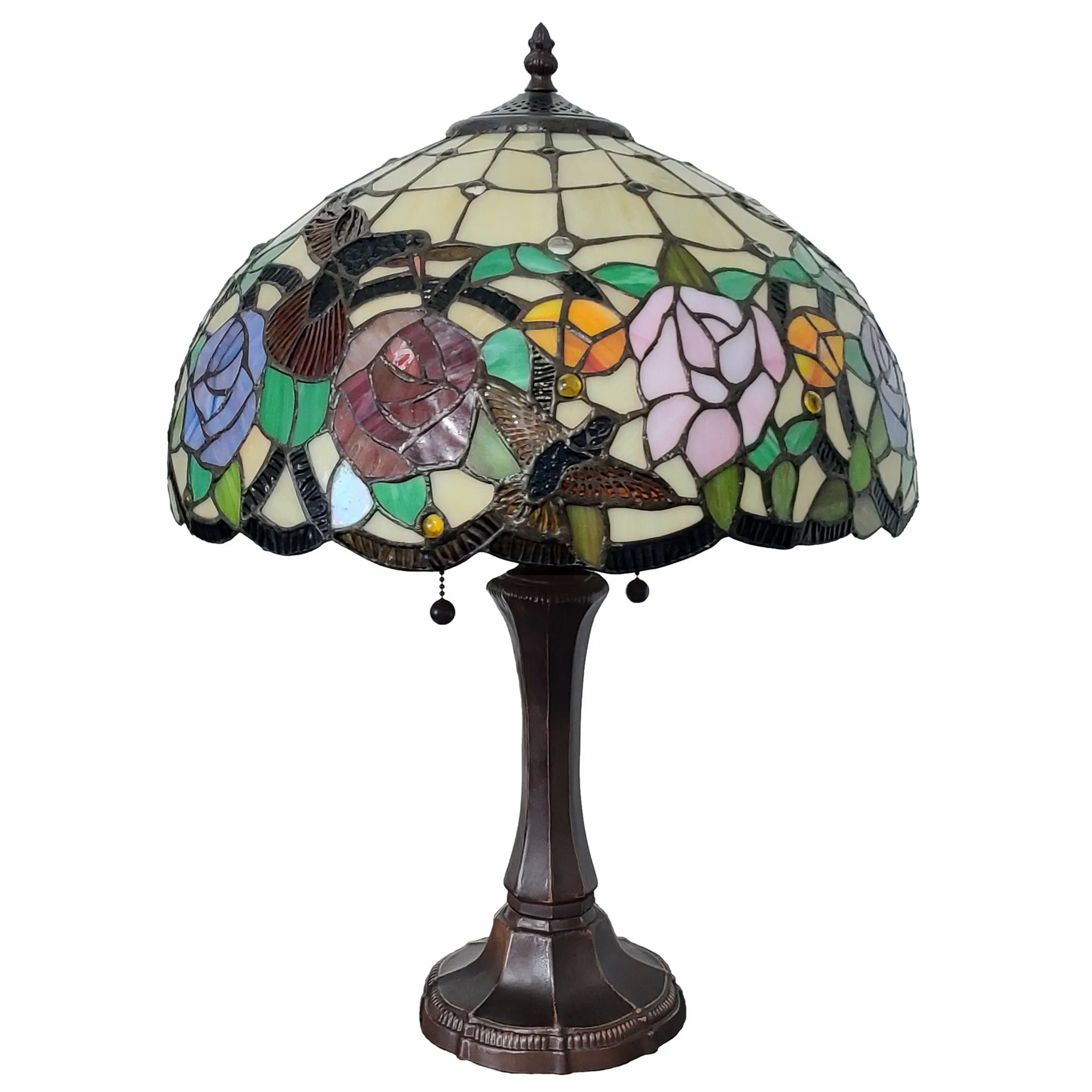 23" Stained Glass Two Light Hummingbird Accent Table Lamp By Homeroots