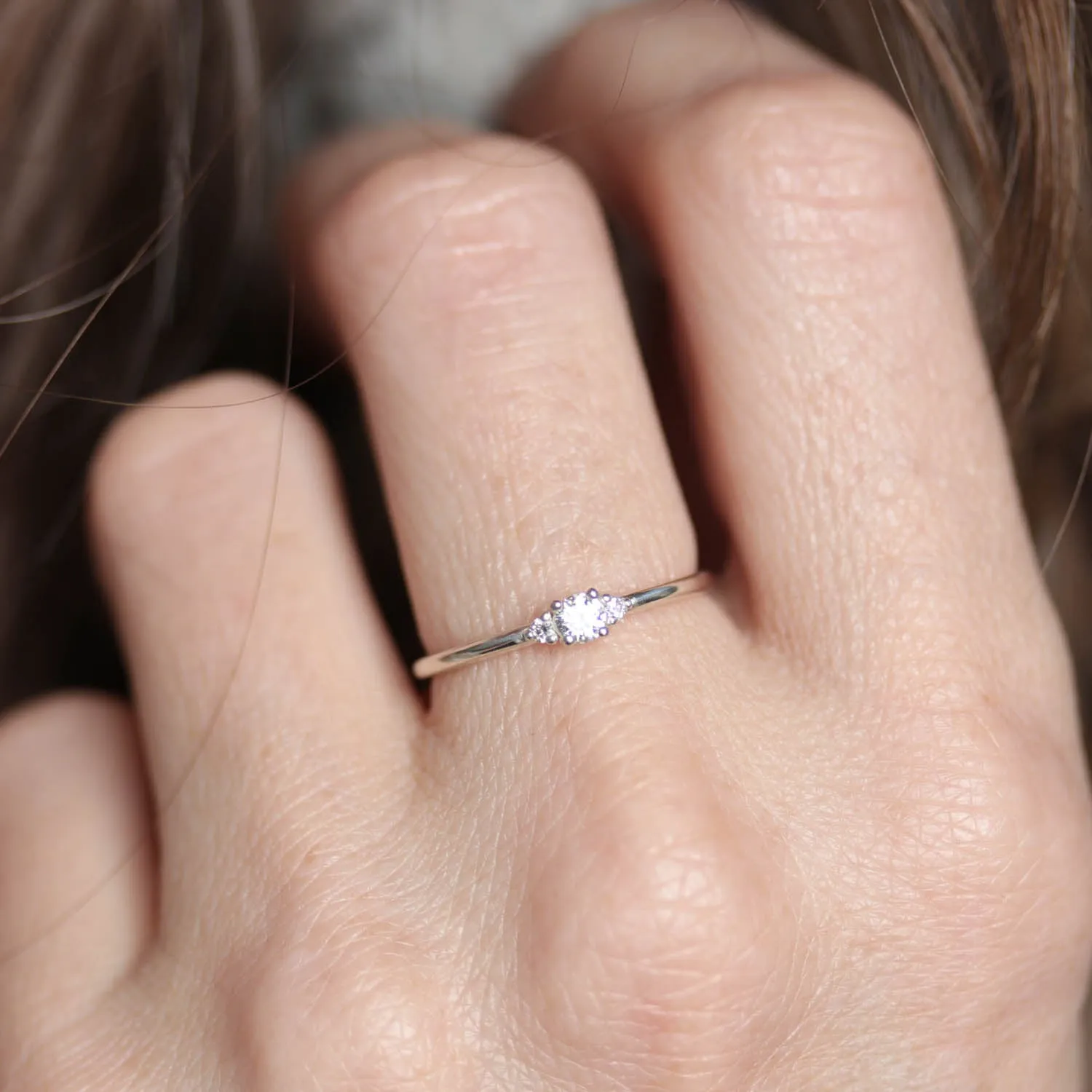 3mm Low-base Three Stone Stacking Ring •