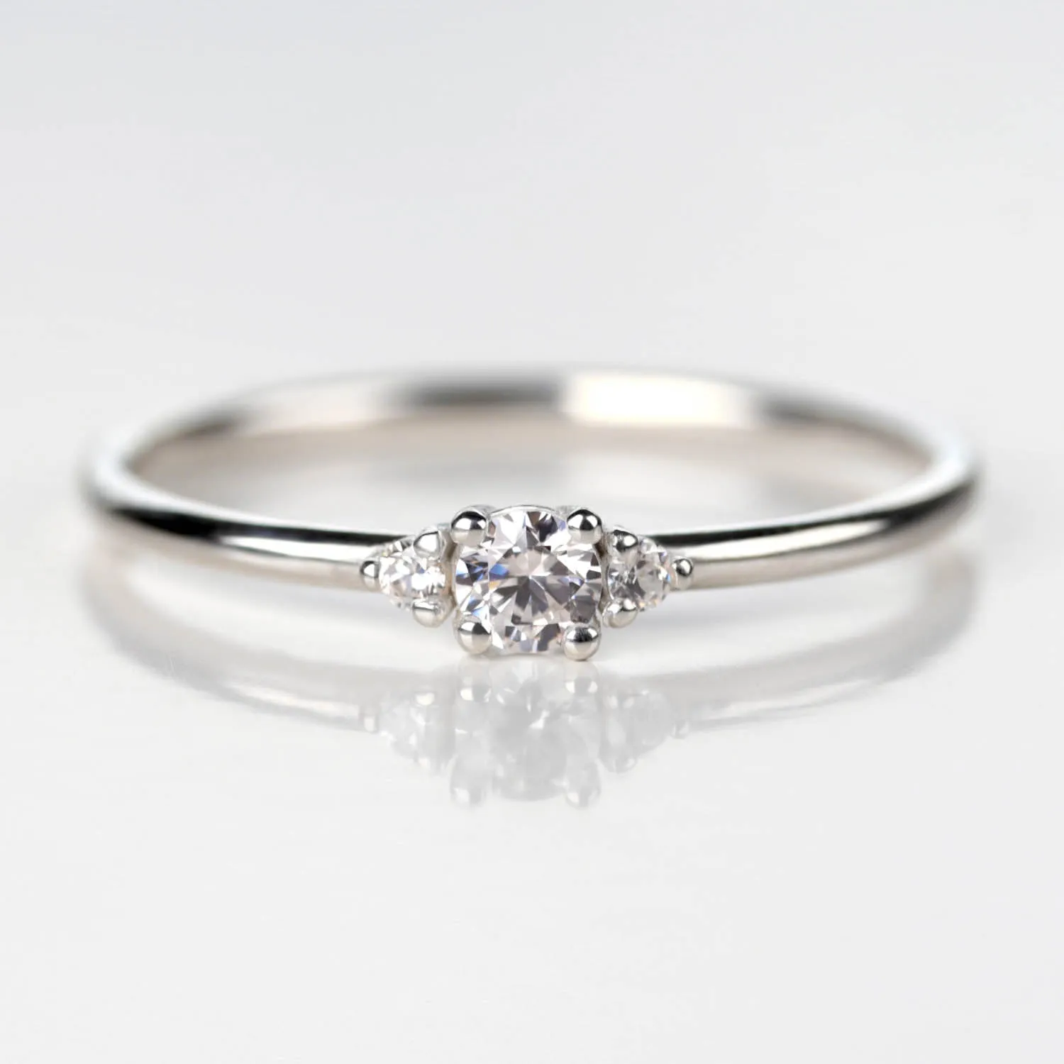 3mm Low-base Three Stone Stacking Ring •