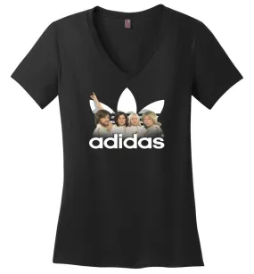 Abba Vintate Retro 70s Music Band Adidas - Ladies V-Neck