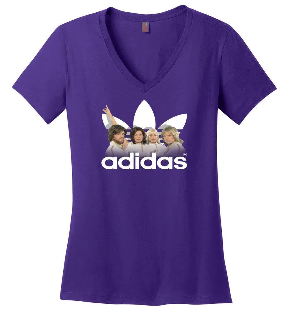 Abba Vintate Retro 70s Music Band Adidas - Ladies V-Neck