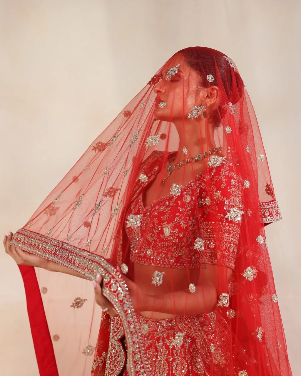 Anise Red Embroidered Lehenga Set