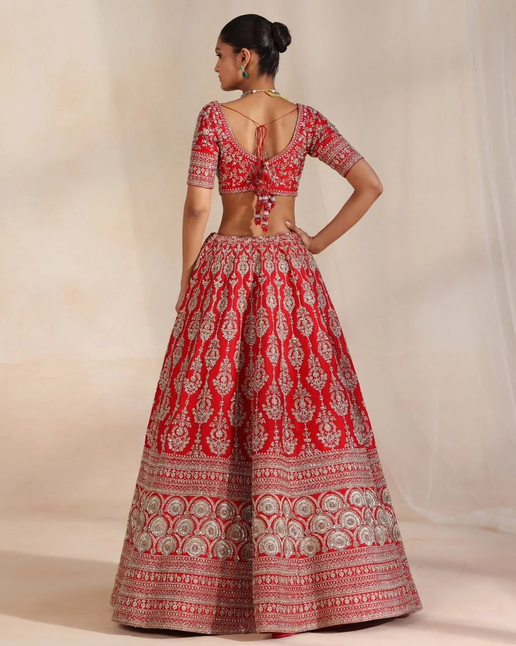 Anise Red Embroidered Lehenga Set