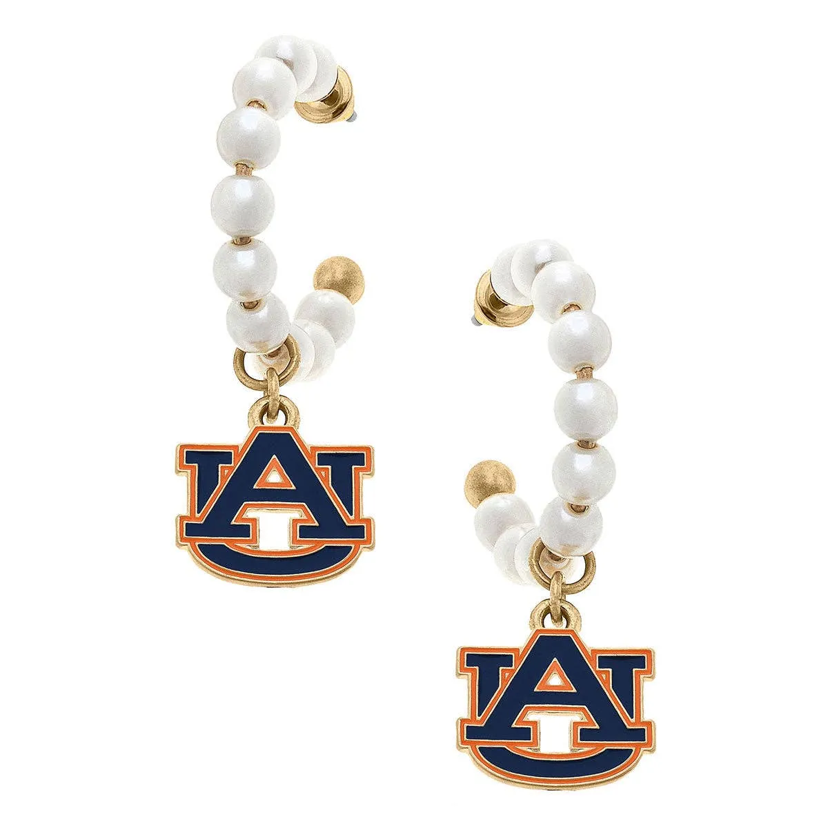 Auburn Tigers Pearl Hoop Earrings