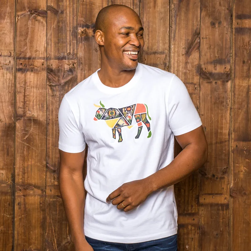 Basotho Applique Nguni Crew Tee Pelican