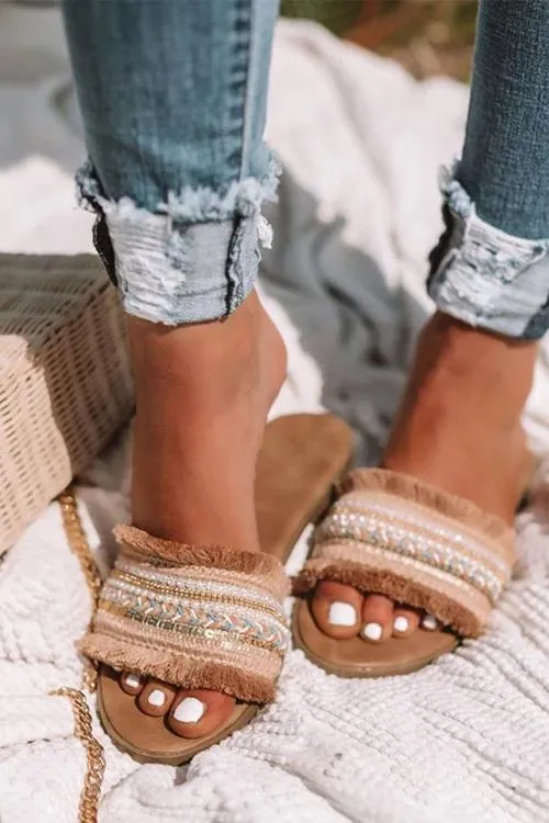 Boho Tassels Flat Slipper