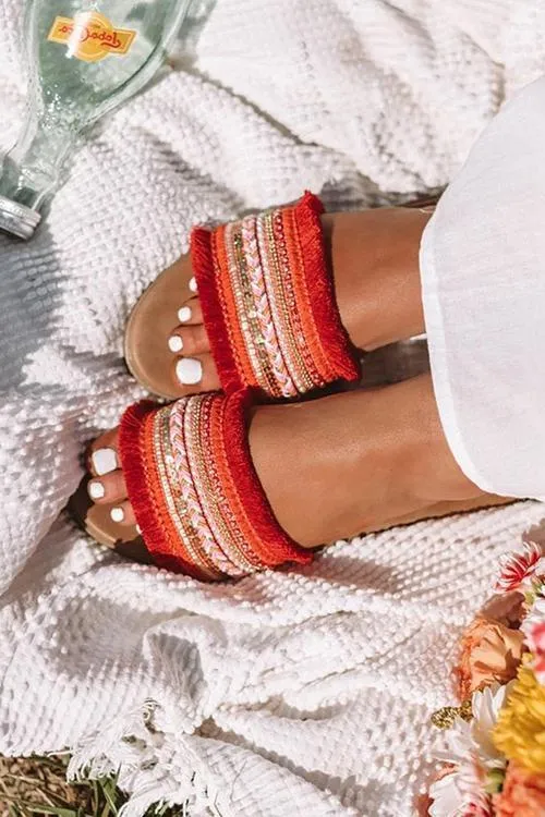 Boho Tassels Flat Slipper