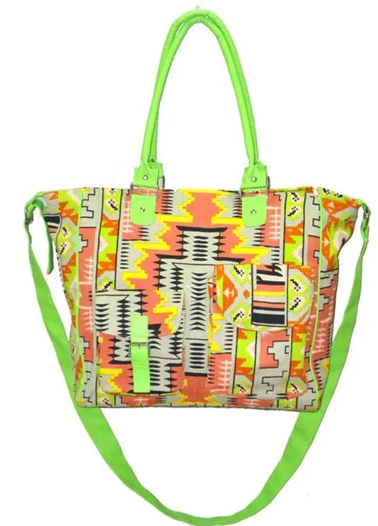 Canvas Beach Bag Aztec Print