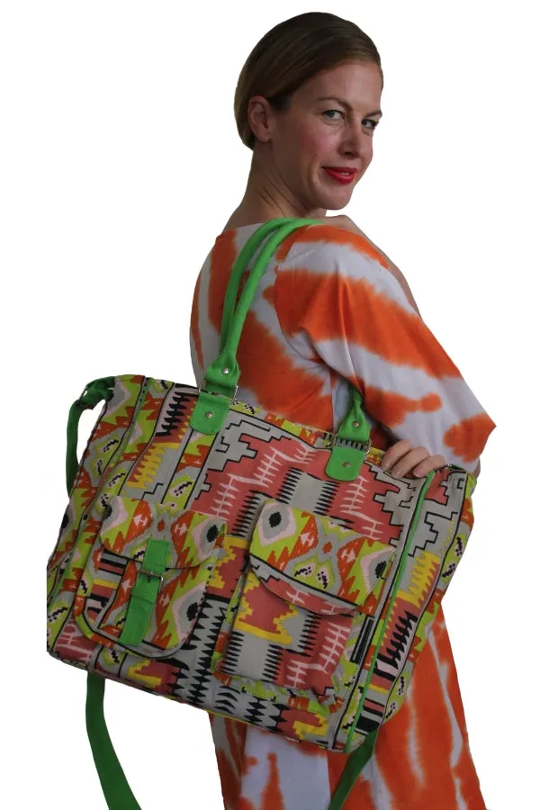 Canvas Beach Bag Aztec Print