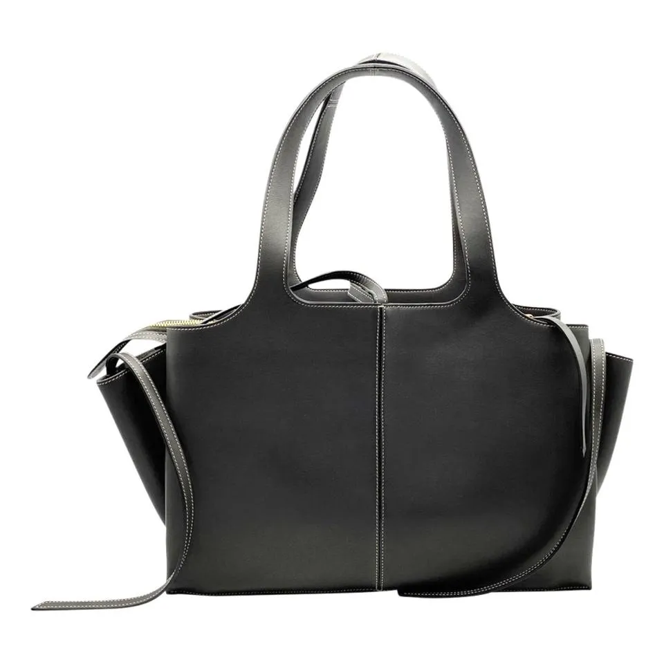 Celine Céline Tri-Fold Medium Baby Grained Anthracite Grey Leather Shoulder Bag