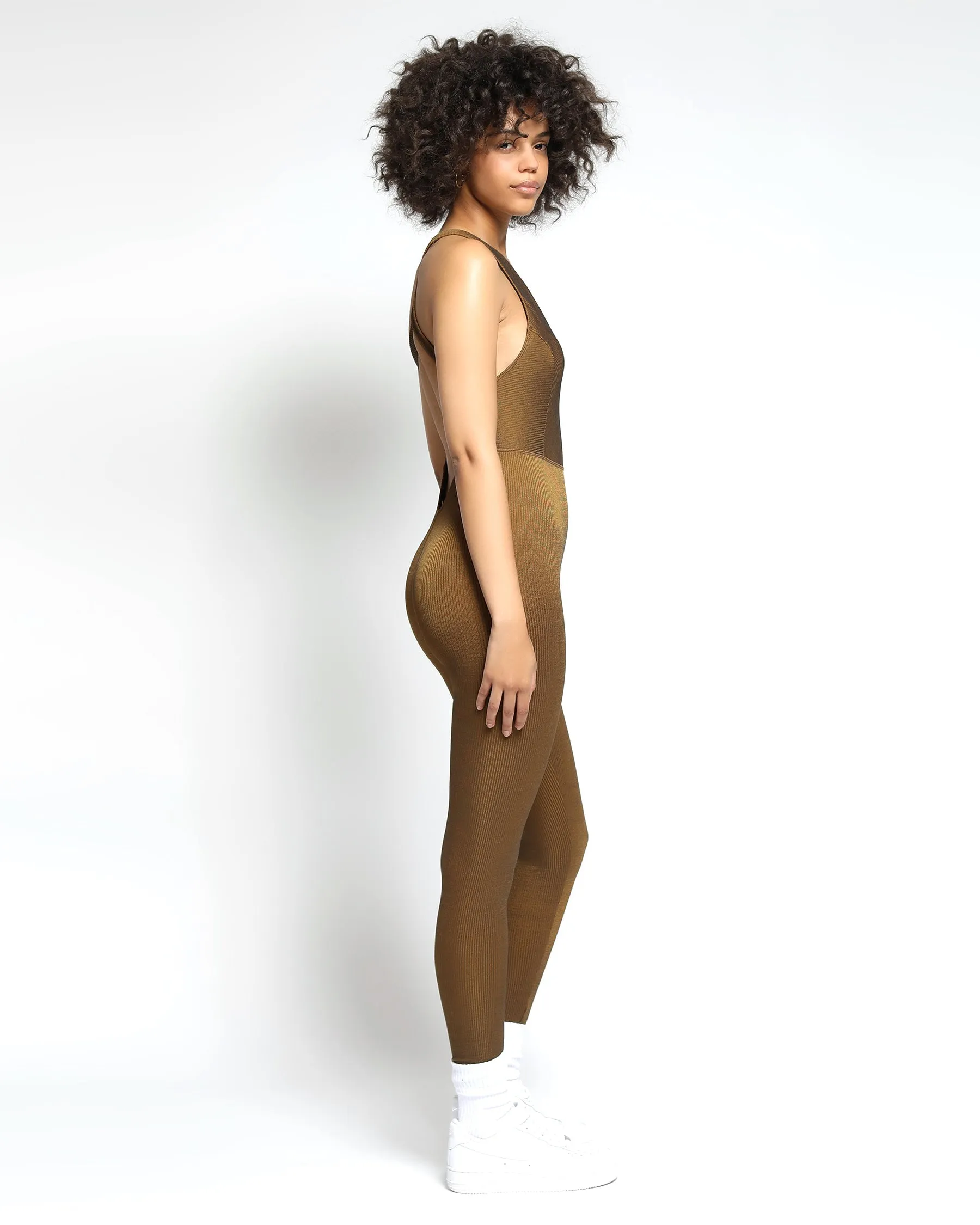 Colorsphere Rib Cross-Back V Neck Jumpsuit