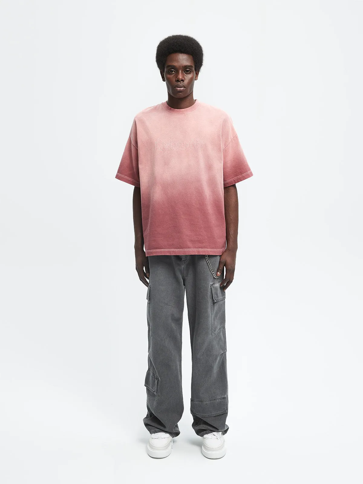 CONTRAST STITCH T-SHIRT - BORDEAUX