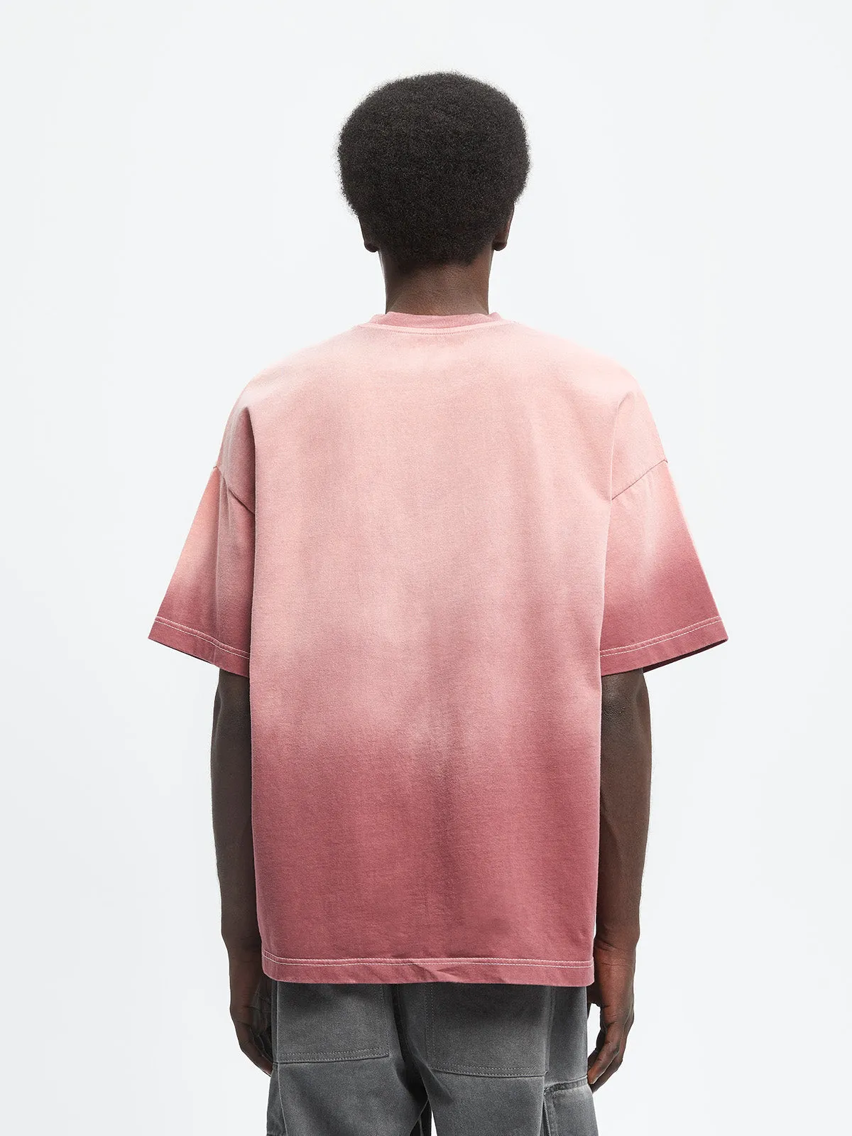 CONTRAST STITCH T-SHIRT - BORDEAUX