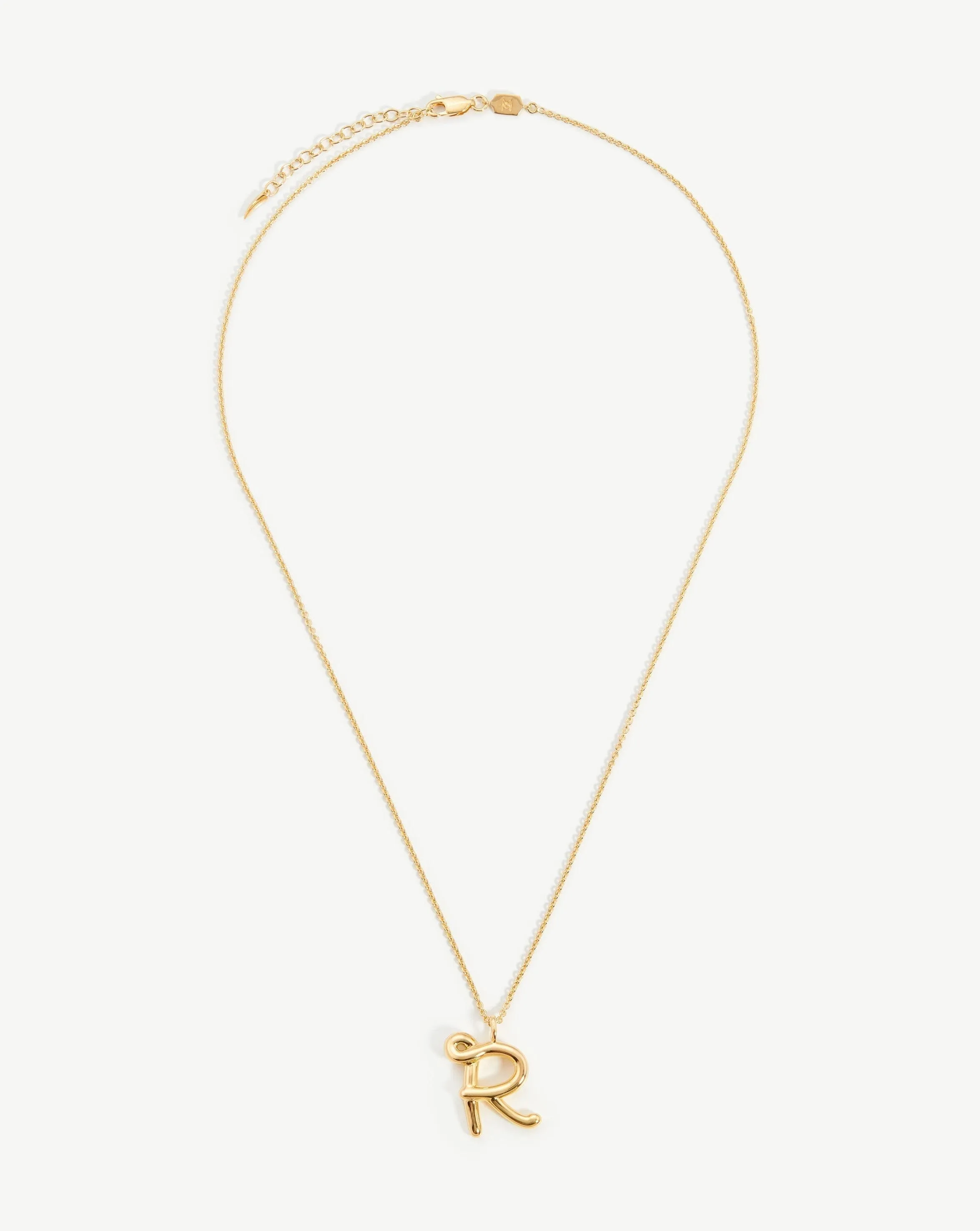 Curly Molten Initial Pendant Necklace - Initial R | 18ct Gold Plated Vermeil