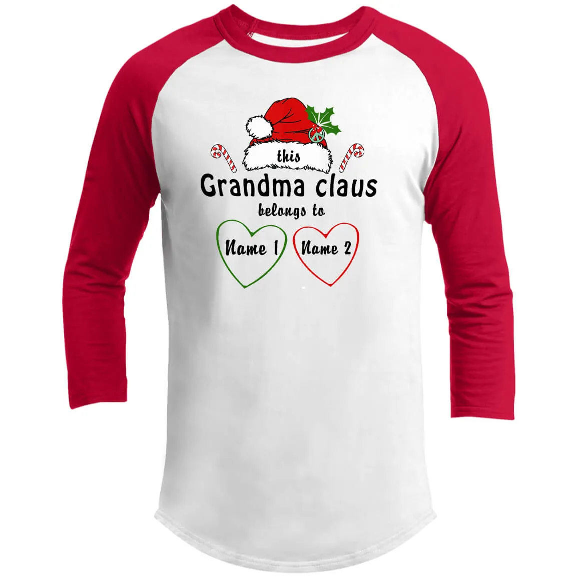 Customizable 3/4 Sleeve Raglan Holiday T-shirts