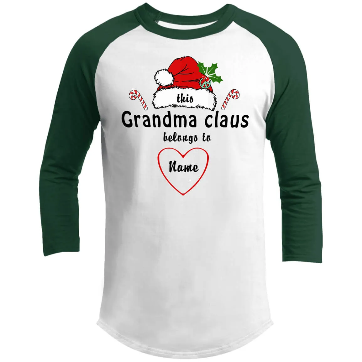 Customizable 3/4 Sleeve Raglan Holiday T-shirts