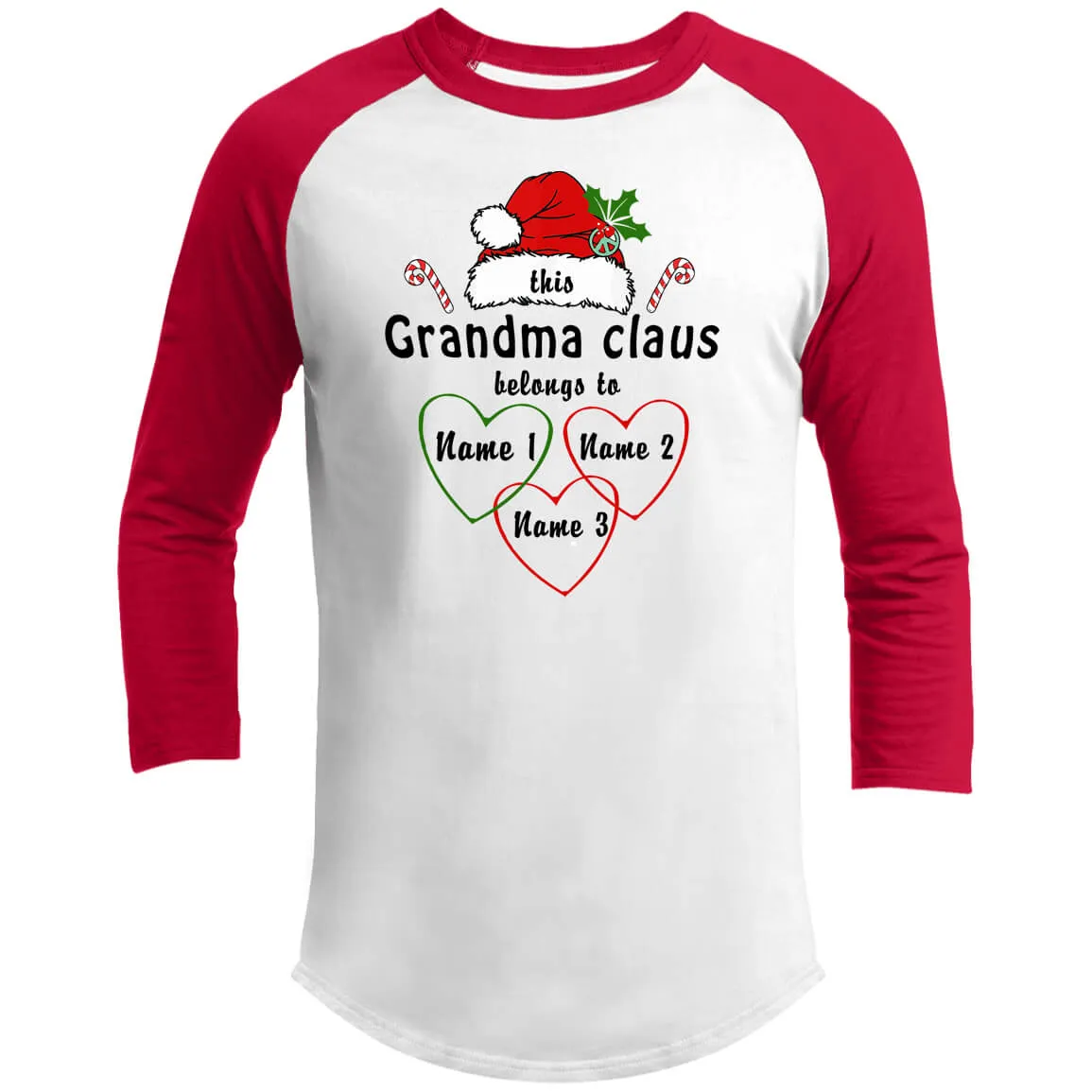 Customizable 3/4 Sleeve Raglan Holiday T-shirts