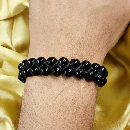 Double Layer Black Obsidian 8mm Natural Stone Bracelet