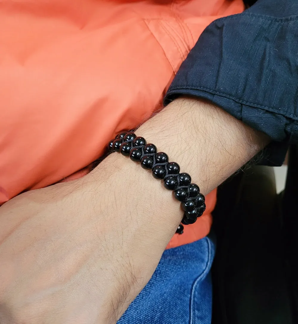 Double Layer Black Obsidian 8mm Natural Stone Bracelet