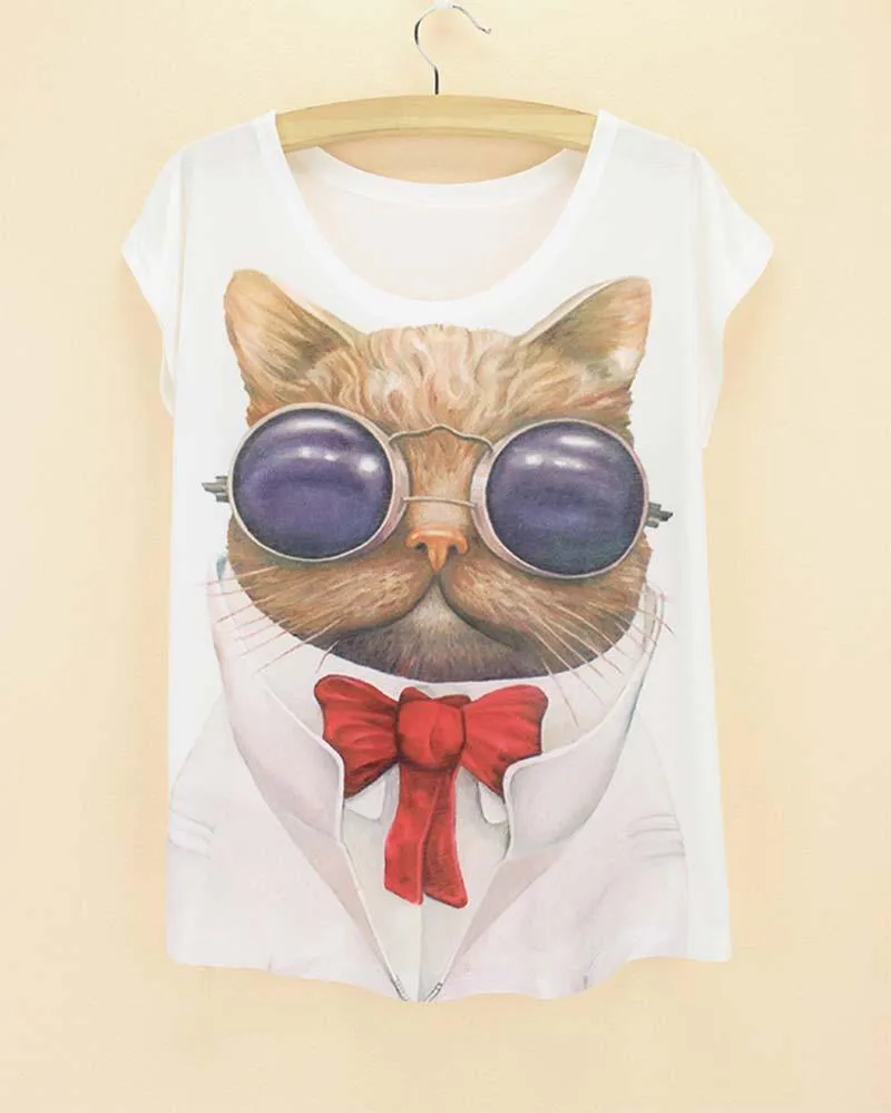 FLOWING 3D KITTY CAT TEE