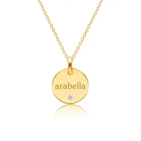 Gold Circle Necklace with Birthstone