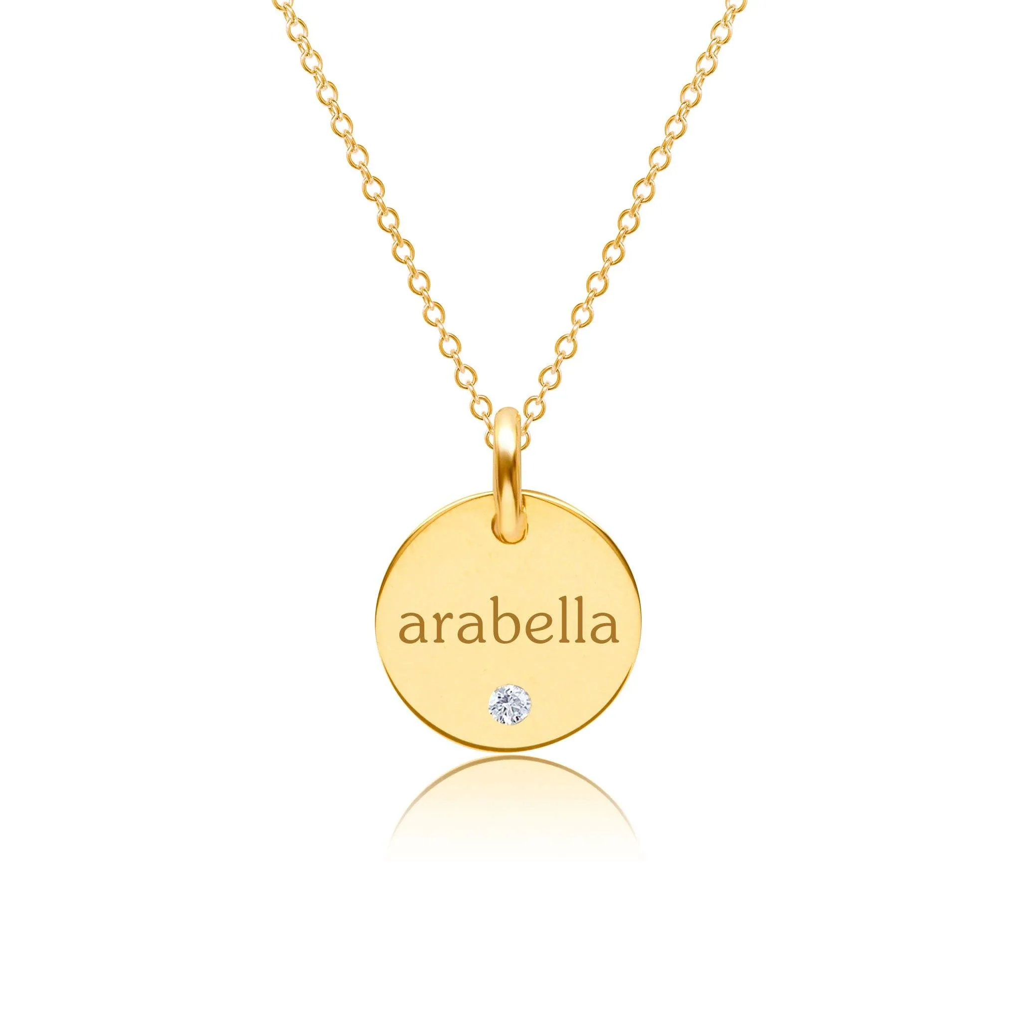 Gold Circle Necklace with Birthstone