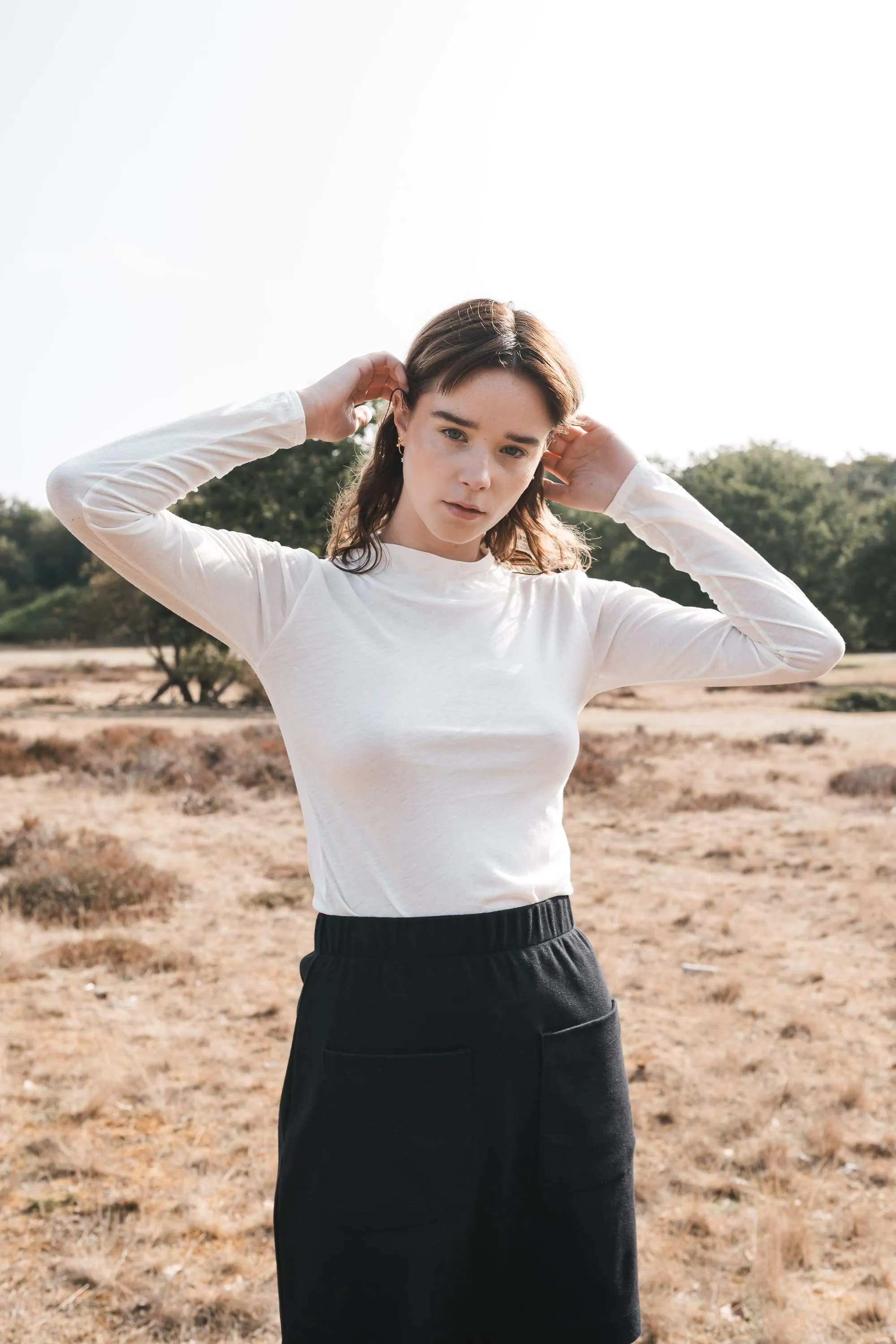 highneck thin top white <br> by Signe