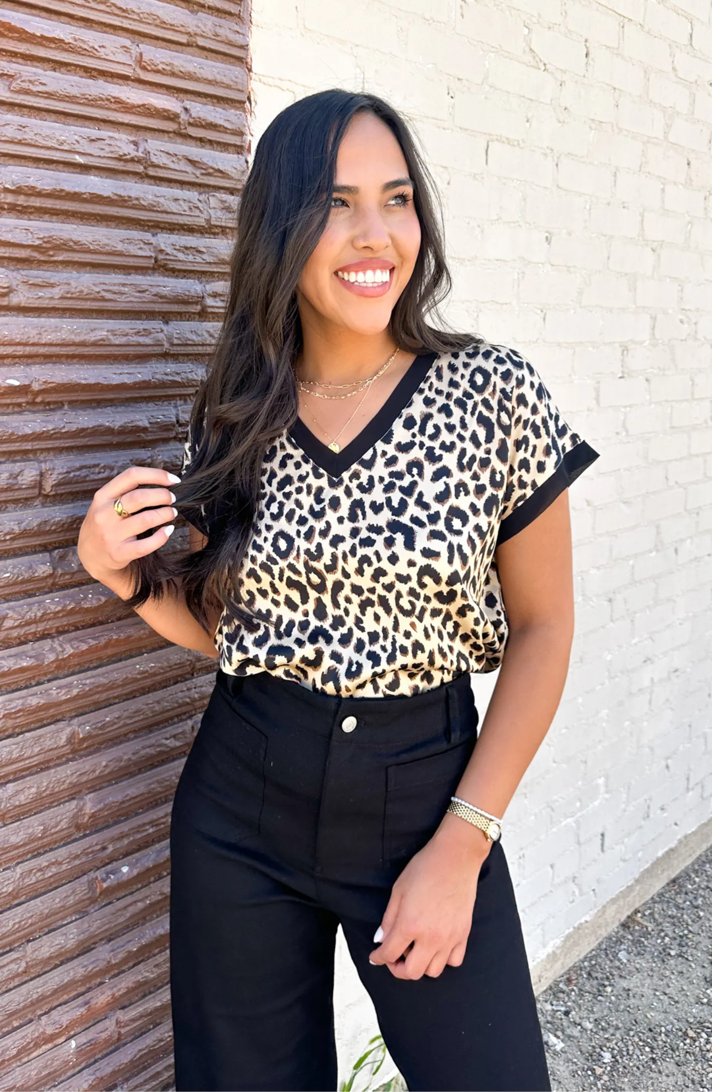 In The Spotlight Leopard V-Neck Top