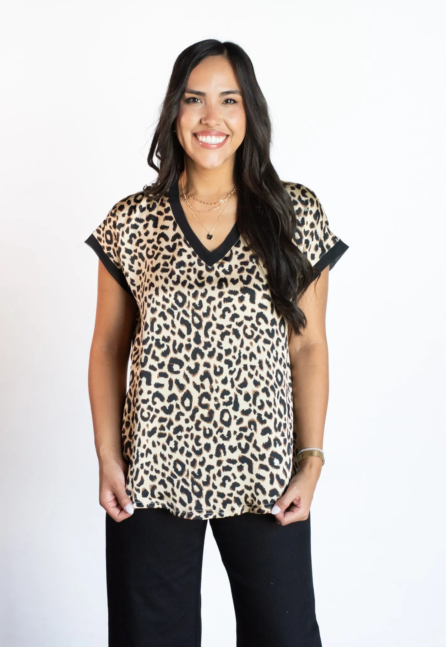 In The Spotlight Leopard V-Neck Top