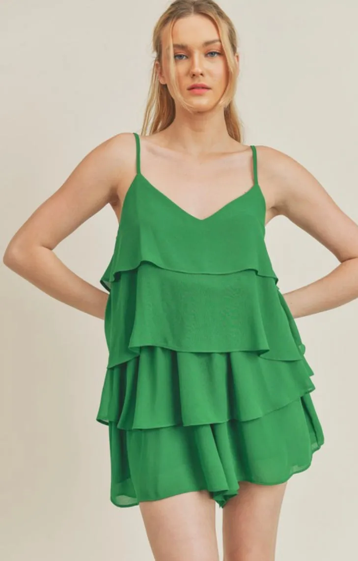 Kelly green romper dress