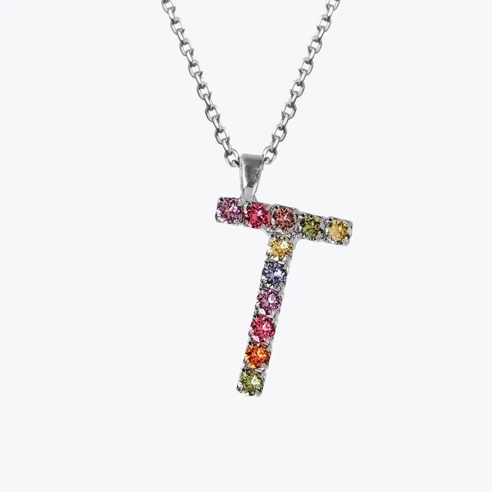 Letter Necklace T / Rainbow Combo