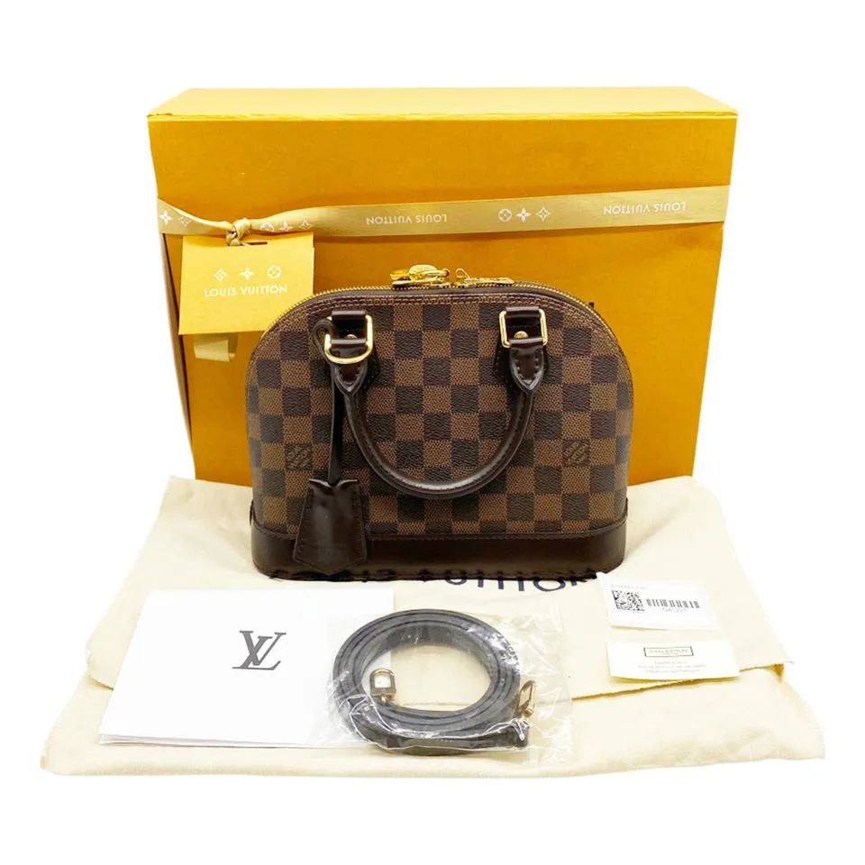 Louis Vuitton Alma Bb with Receipt Brown Damier Ebene Canvas Shoulder Bag