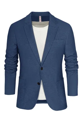 Men Two-Button Blazer Coat Long Sleeve Notch Lapel Back Slit Suit Coat