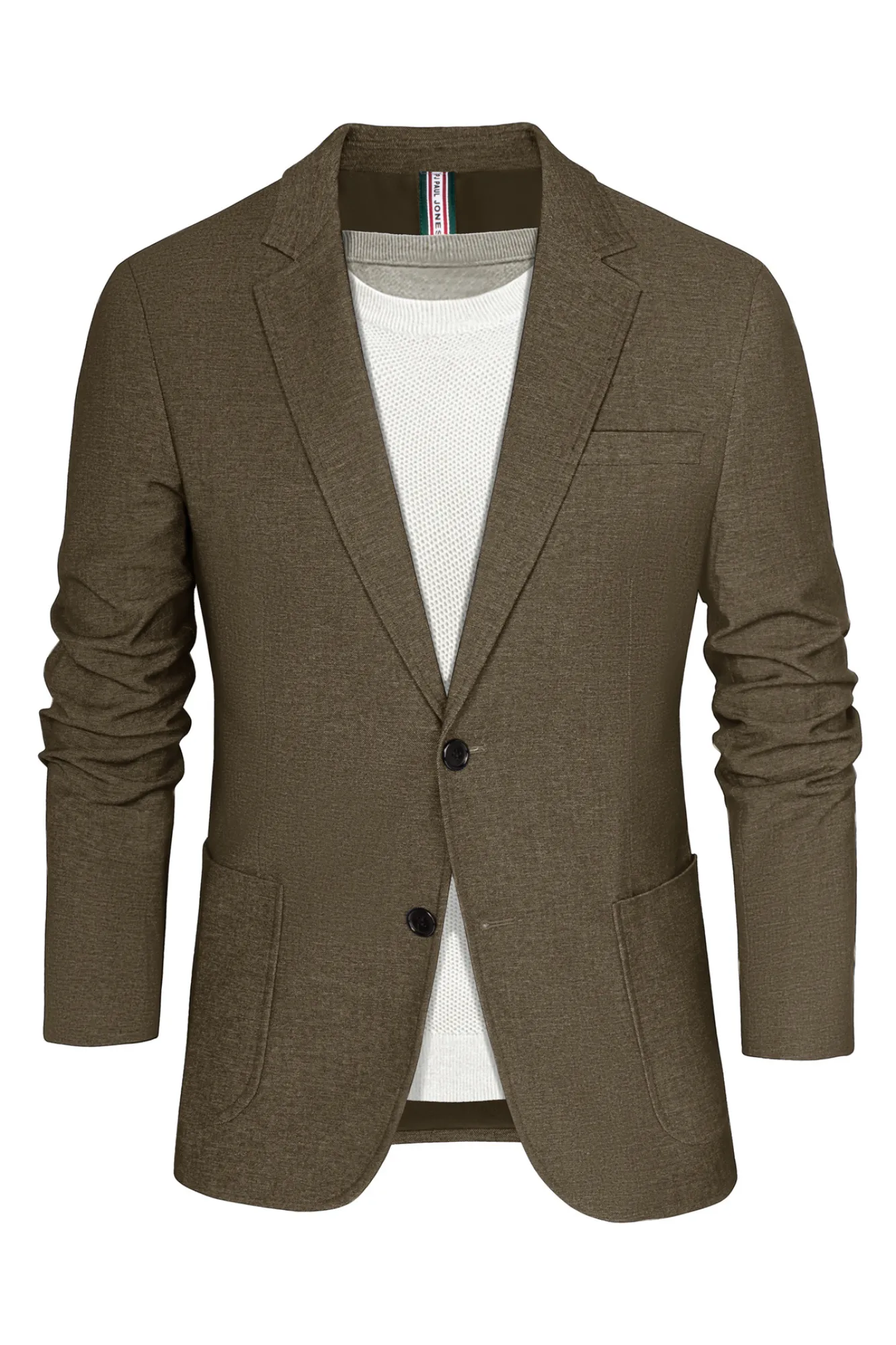 Men Two-Button Blazer Coat Long Sleeve Notch Lapel Back Slit Suit Coat