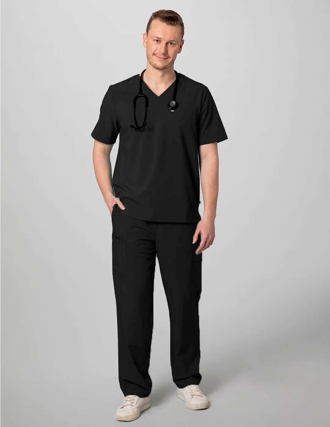 Mens 2-Pocket V-Neck Scrub Top