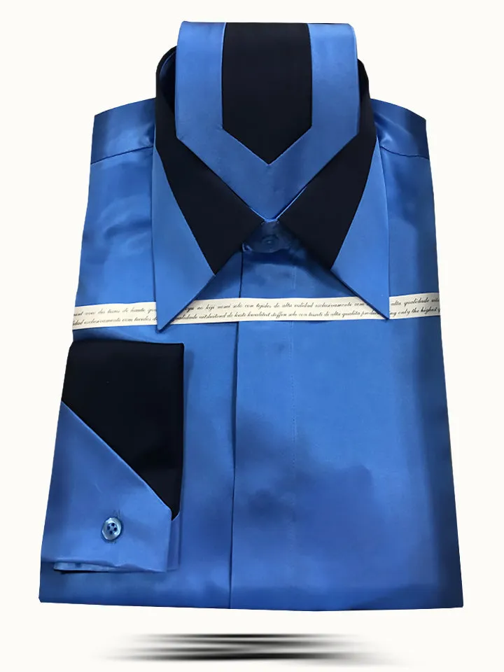 Men's Fashion Silk Shirts SS-B Blue