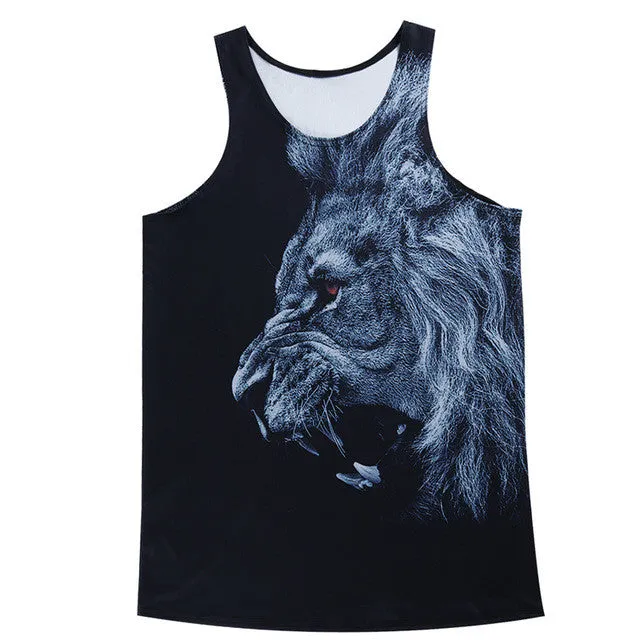 Men's lion print Tank Tops