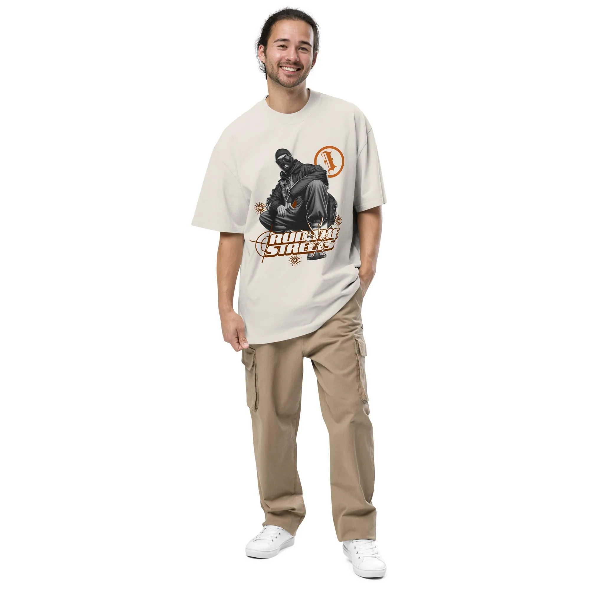 Men's Run The Streets Oversized Faded T-shirt