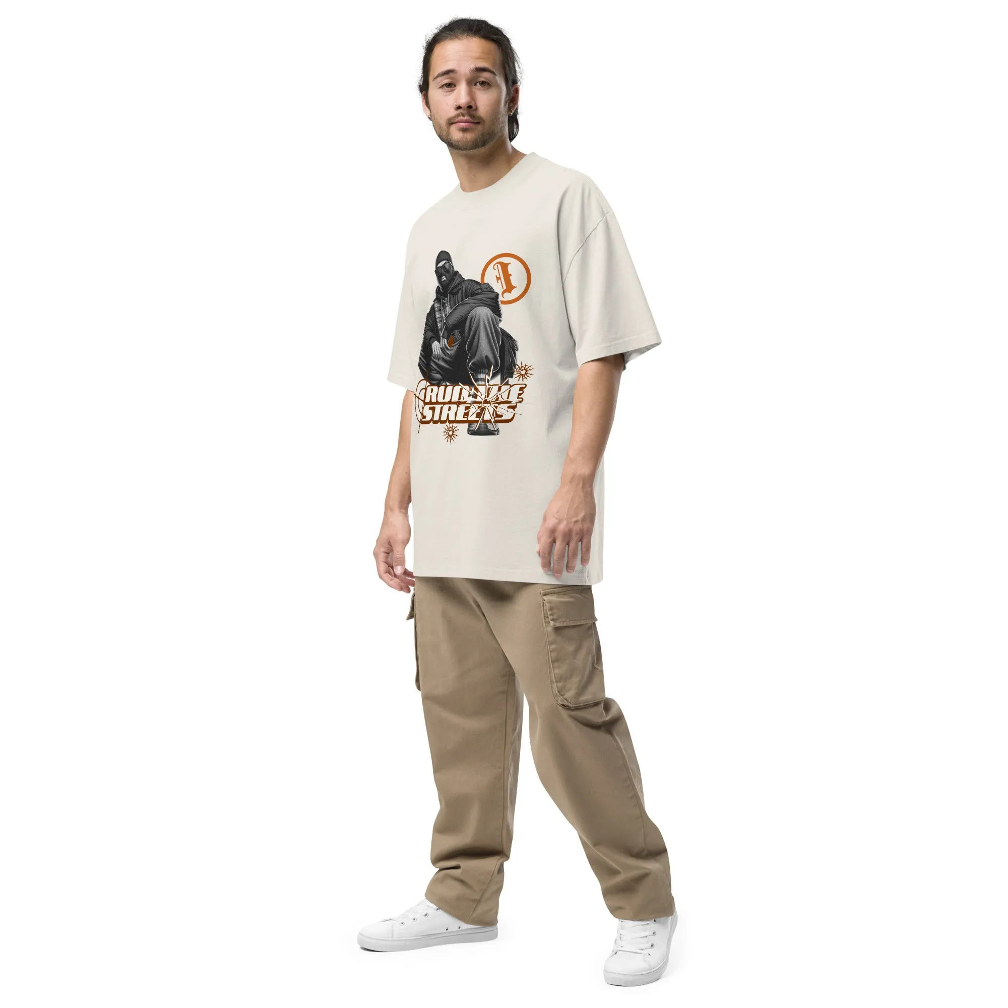 Men's Run The Streets Oversized Faded T-shirt