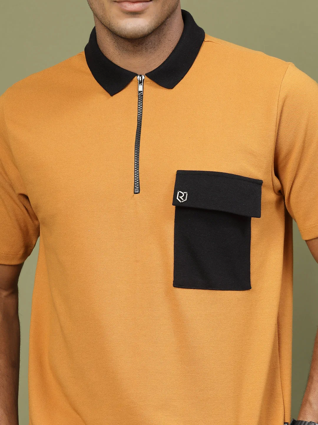 Patch Pocket Oversized Zip Polo Tee