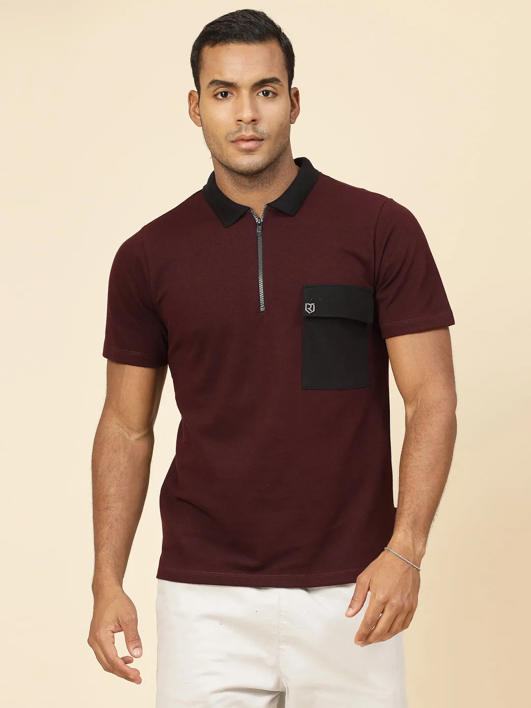 Patch Pocket Oversized Zip Polo Tee