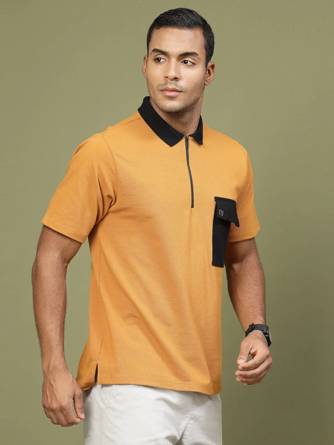 Patch Pocket Oversized Zip Polo Tee